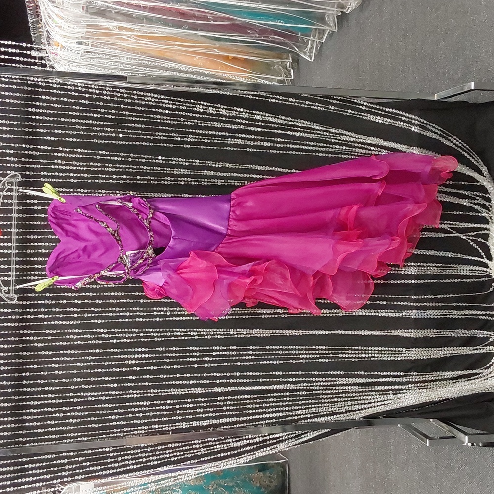 Xcite Ruffle Strapless Prom Dress 30161 Violet - Picture 3 of 5